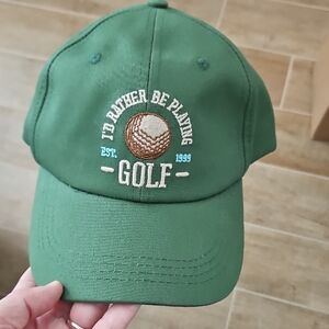 Green Golf Cap with Embroidered Logo.  Never Worn.